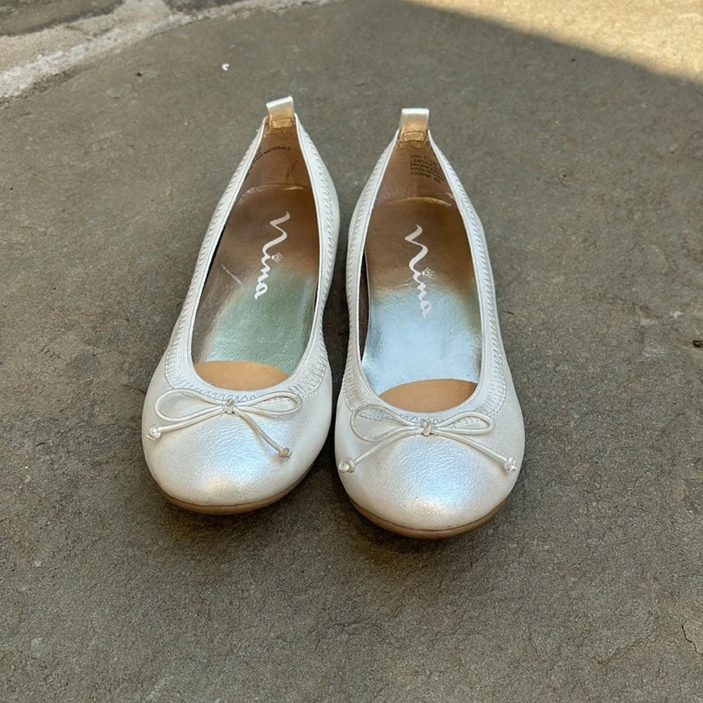 Nina Girls Esther Ivory Pearl Ballet Flats 1.5